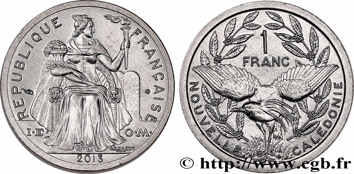 NEW CALEDONIA 1 Franc I.E.O.M. 2013 Paris MS 