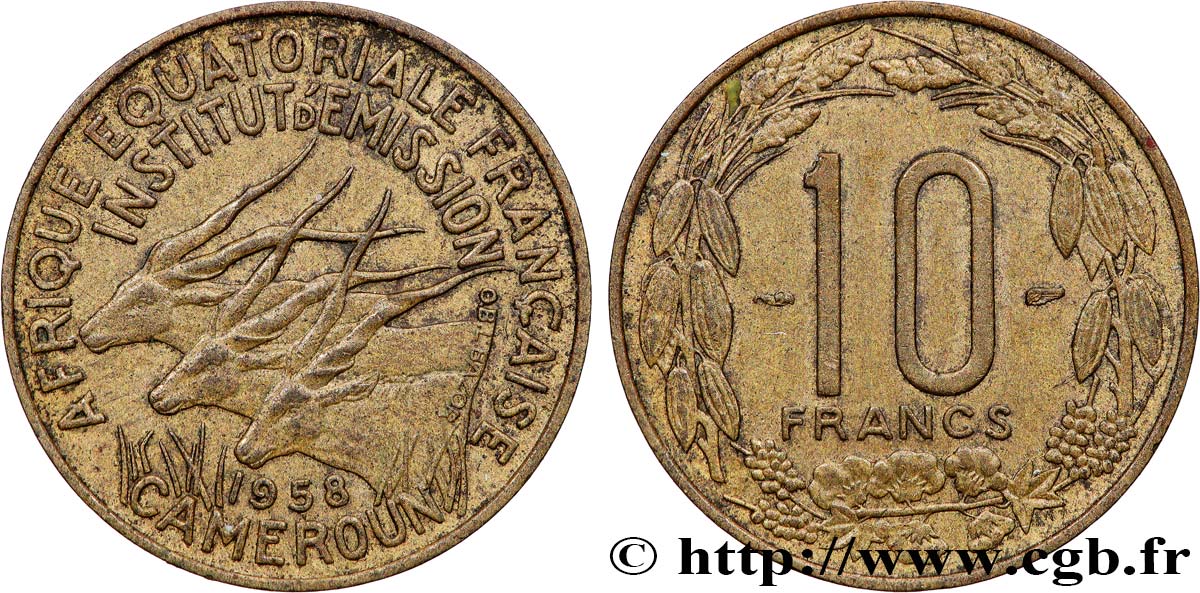 AFRIQUE ÉQUATORIALE FRANÇAISE - CAMEROUN 25 Francs antilopes 1958 Paris TTB
