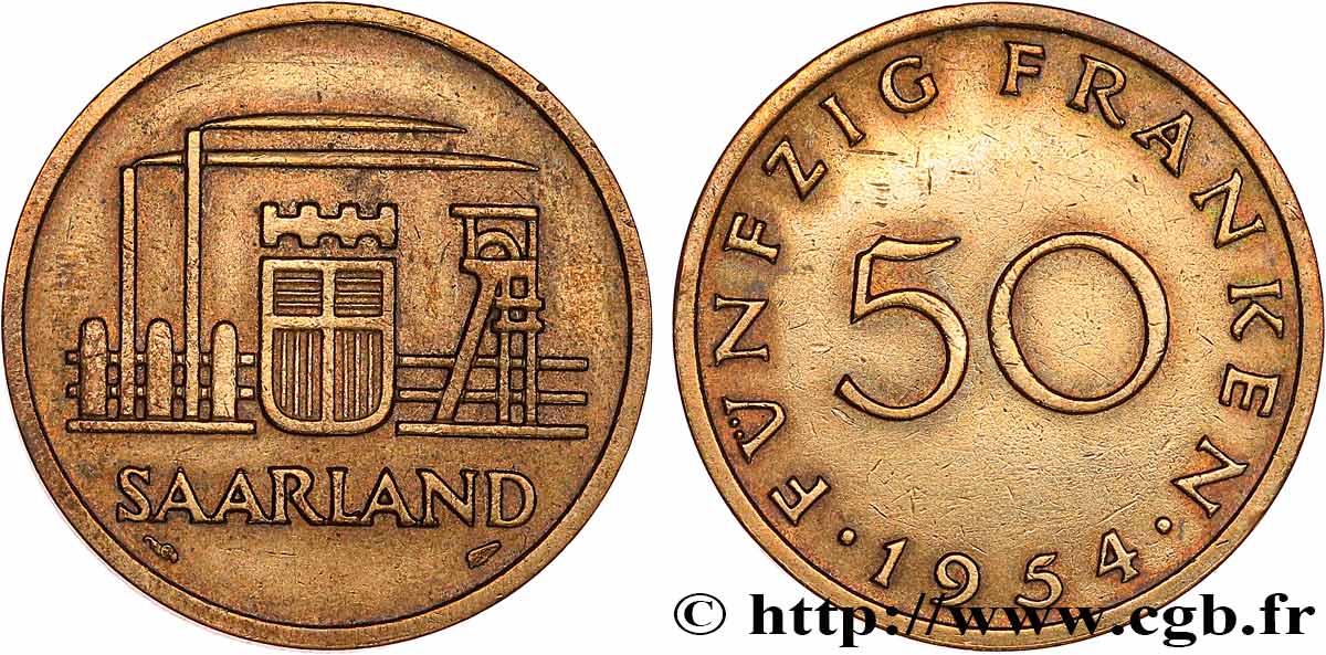 SARRE 50 Franken 1954 Paris MBC+