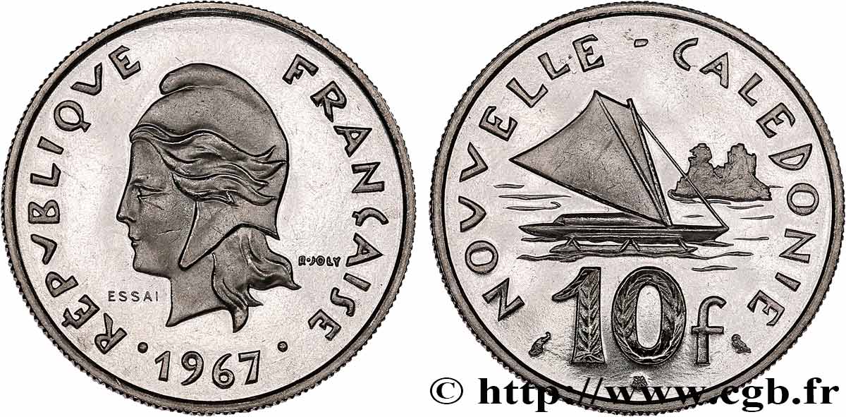 NEUKALEDONIEN Essai de 10 Francs 1967 Paris ST 