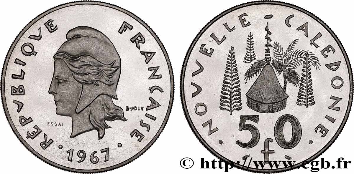 NEW CALEDONIA Essai de 50 Francs 1967 Paris MS 