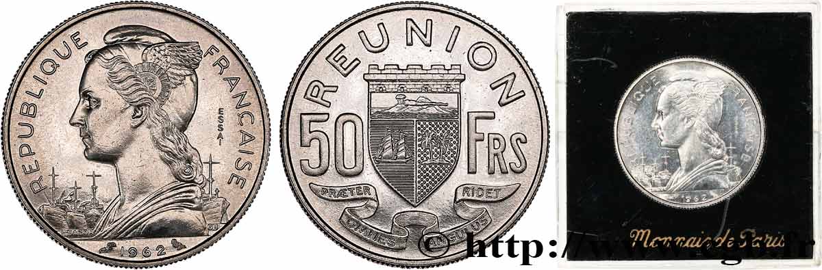 ISLA DE LA REUNIóN Essai 50 francs 1962 Paris FDC 