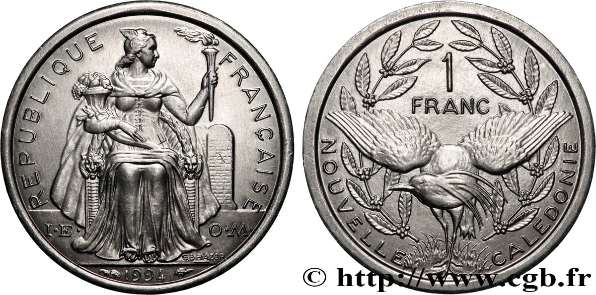 NEUKALEDONIEN 1 Franc I.E.O.M. 1994 Paris fST 