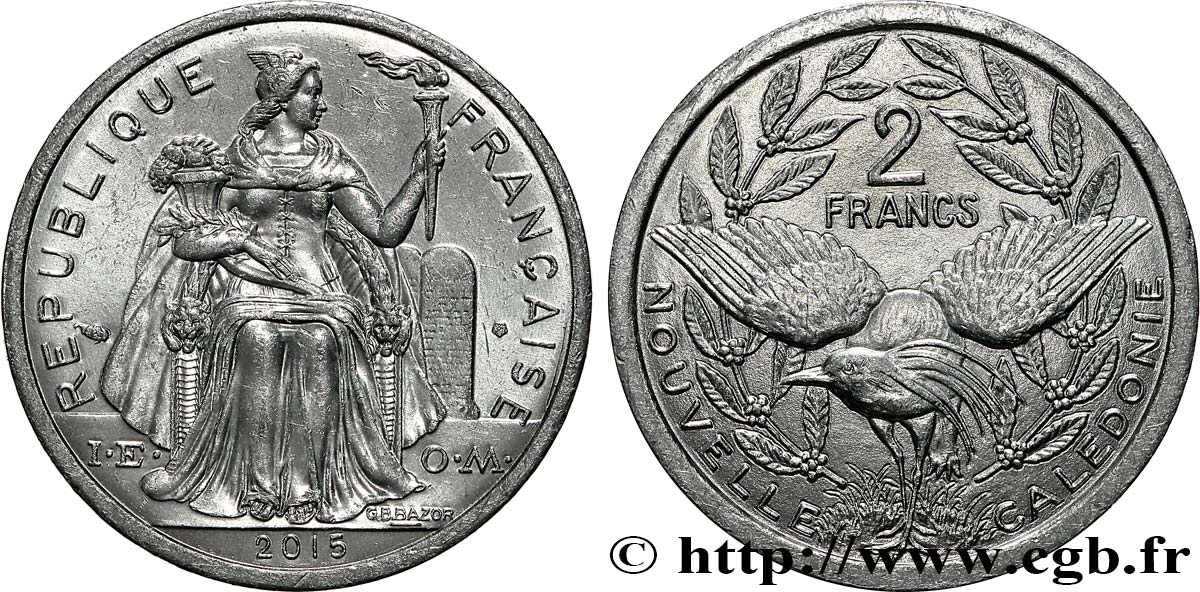 NEW CALEDONIA 2 Francs I.E.O.M. 2015 Paris AU 