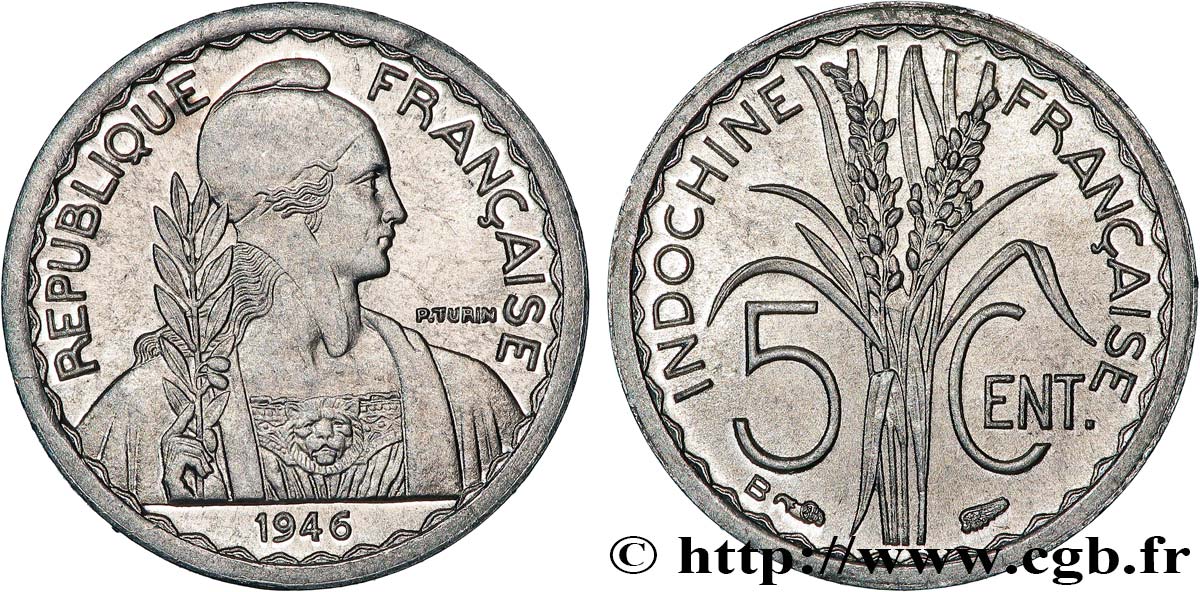 FRENCH INDOCHINA 5 Centièmes 1946 Beaumont-le-Roger MS 