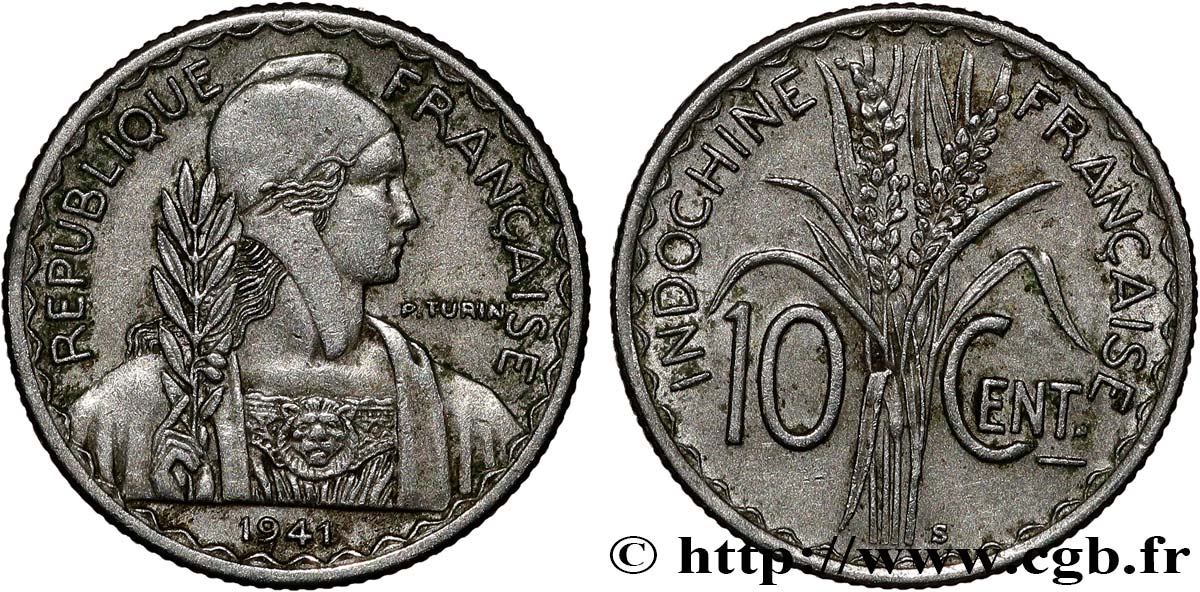 FRANZÖSISCHE-INDOCHINA 10 Centièmes 1941 San Francisco SS