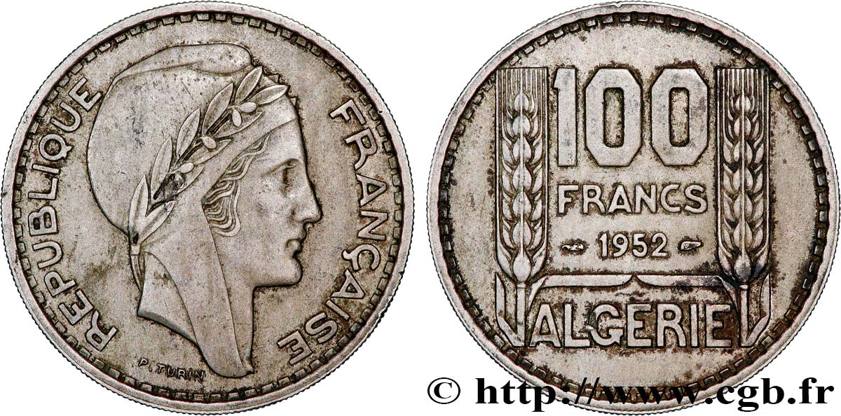 ALGERIA 100 Francs Turin 1952  BB 