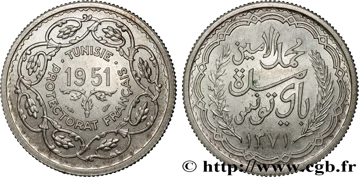 TUNISIA - French protectorate 10 Francs (module de) 1951 Paris MS 