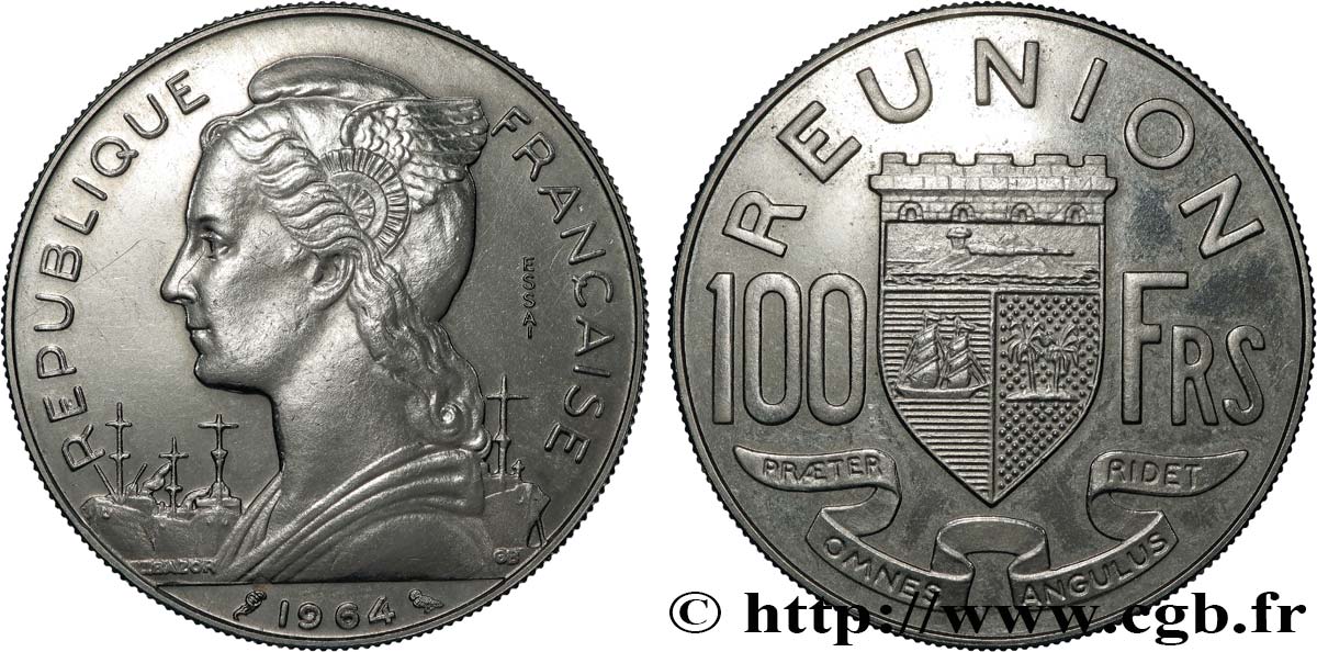 ÎLE DE LA RÉUNION 100 Francs Essai 1964 Paris SPL