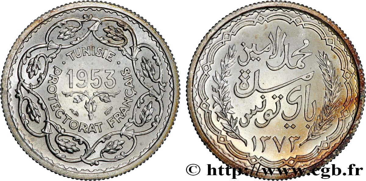 TUNISIA - French protectorate 10 Francs (module de) 1953 Paris MS 