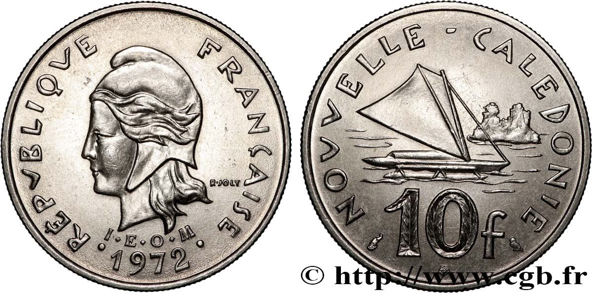 NEW CALEDONIA 10 Francs I.E.O.M. 1972 Paris MS 
