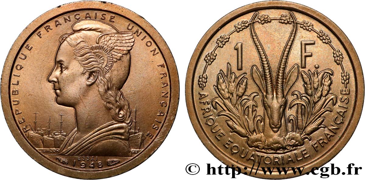 AFRIQUE ÉQUATORIALE FRANÇAISE - UNION FRANÇAISE Essai de 1 Franc Union Française 1948 Paris SPL