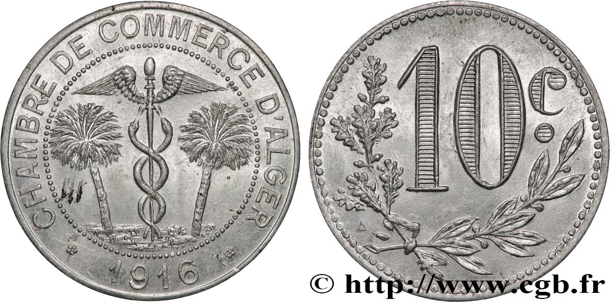 ALGERIA 10 centimes 1916 Alger SPL 