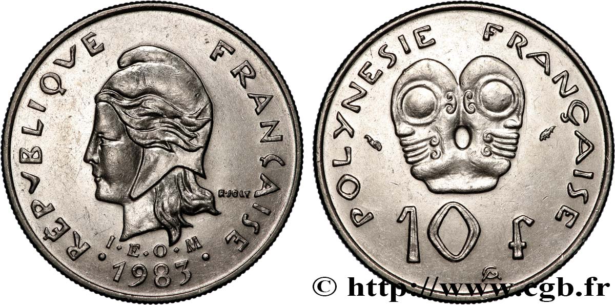 FRENCH POLYNESIA 10 Francs I.E.O.M. 1983 Paris AU 