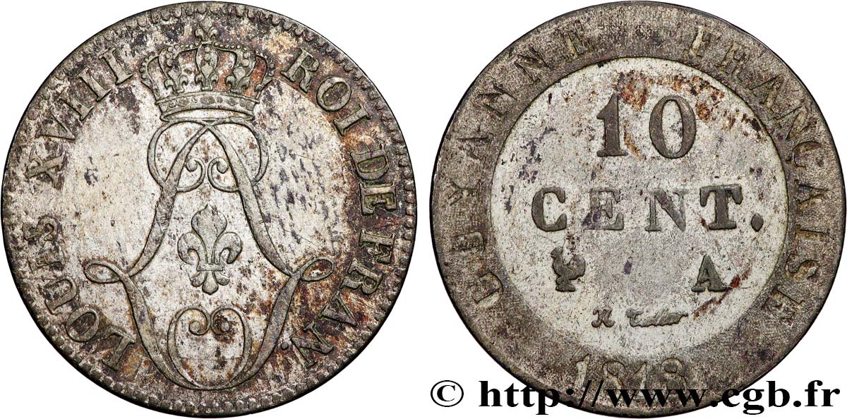 FRENCH GUIANA 10 Centimes 1818 Paris - A XF 