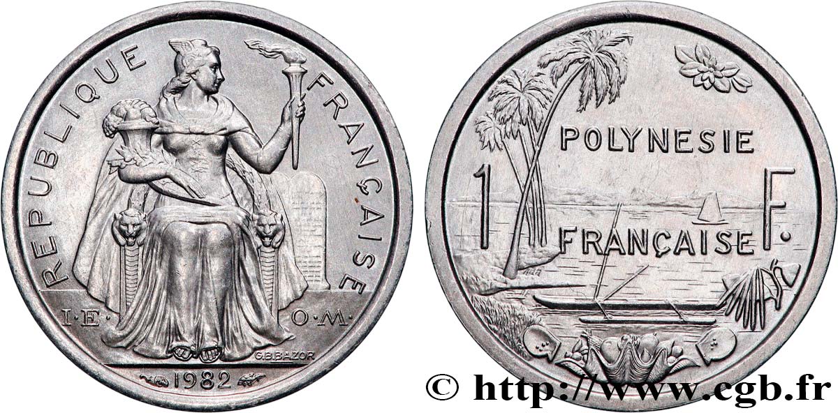 POLYNÉSIE FRANÇAISE 1 Franc I.E.O.M.  1982 Paris SUP 