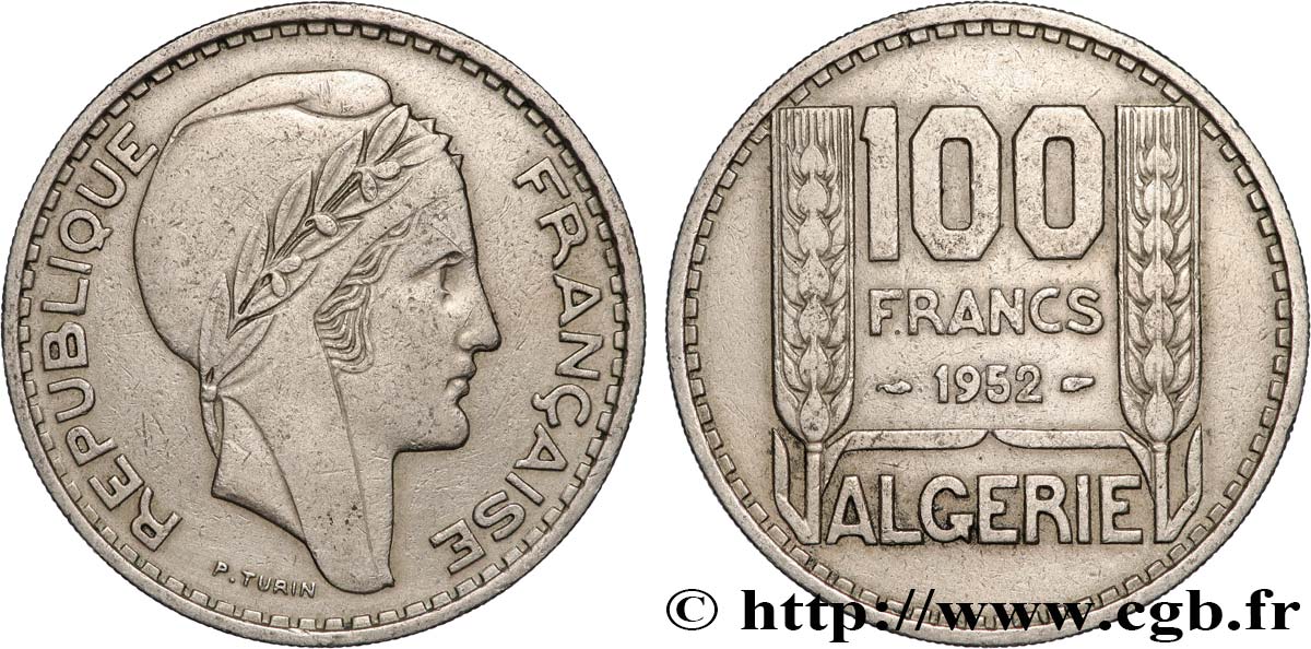 ARGELIA 100 Francs Turin 1952  MBC+ 