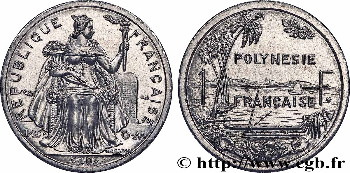 FRENCH POLYNESIA 1 Franc I.E.O.M. 2008 Paris MS