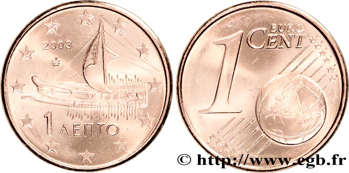 GRÈCE 1 Cent TRIRÈME 2003 SPL63