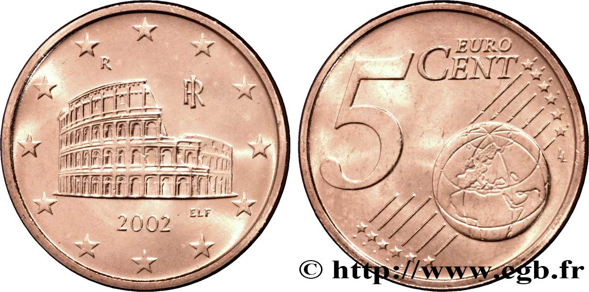 ITALY 5 Cent COLISÉE 2002 MS63