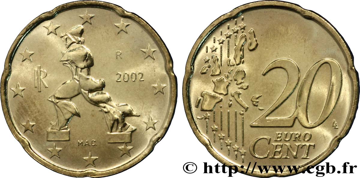 ITALY 20 Cent BOCCIONI 2002 MS63