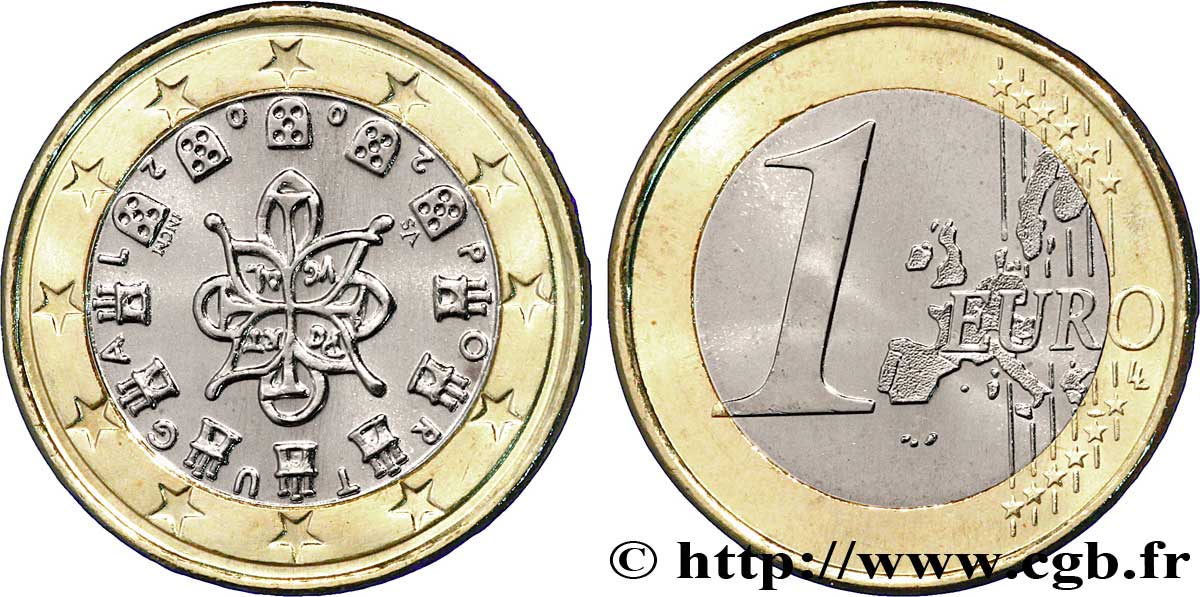 PORTUGAL 1 Euro SCEAU ENTRELACÉ (1144) 2002 MS63