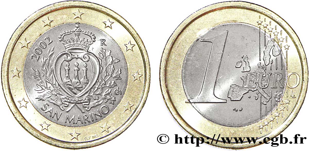 RÉPUBLIQUE DE SAINT- MARIN 1 Euro ARMOIRIES 2002 SPL63