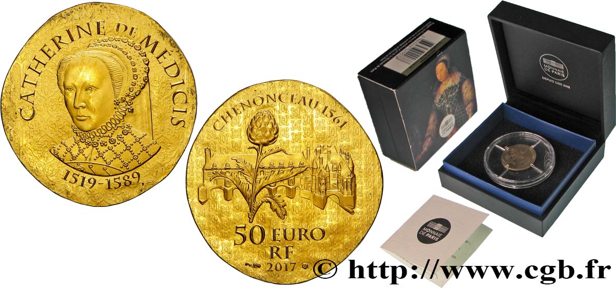 FRANCE Belle Épreuve 50 Euro CATHERINE DE MEDICIS 2017 BE