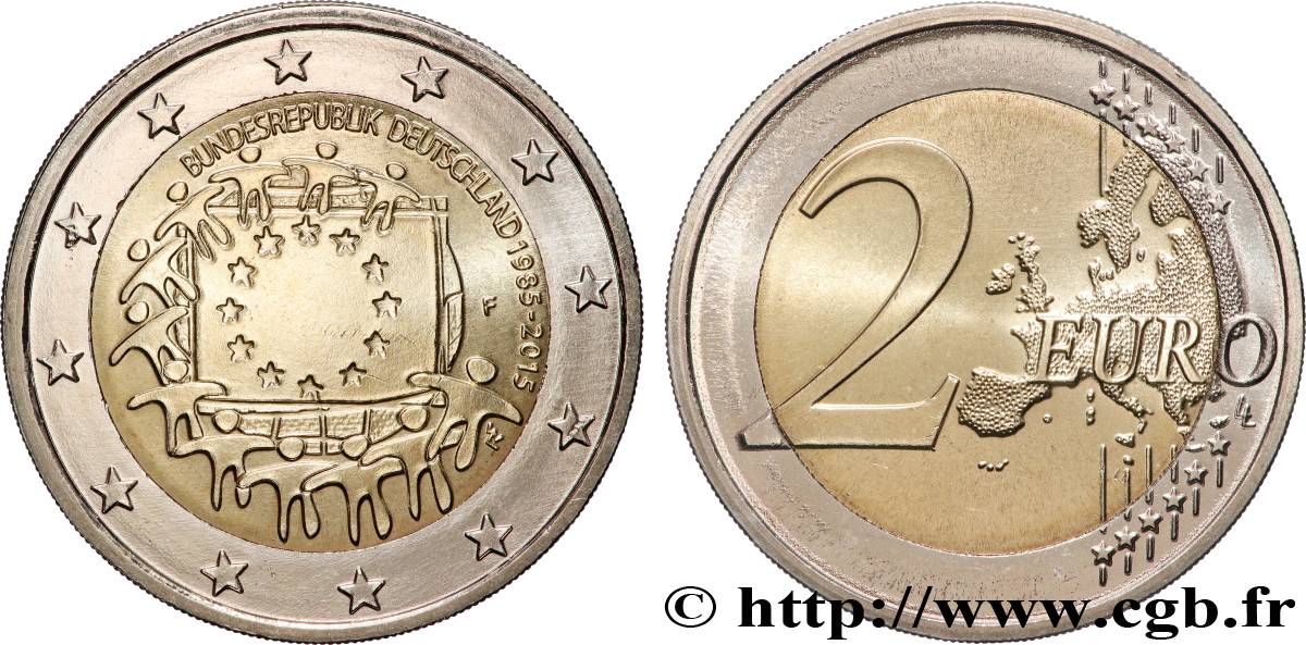 ALLEMAGNE 2 Euro 30e ANNIVERSAIRE DU DRAPEAU EUROPÉEN - Karlsruhe  2015 SPL