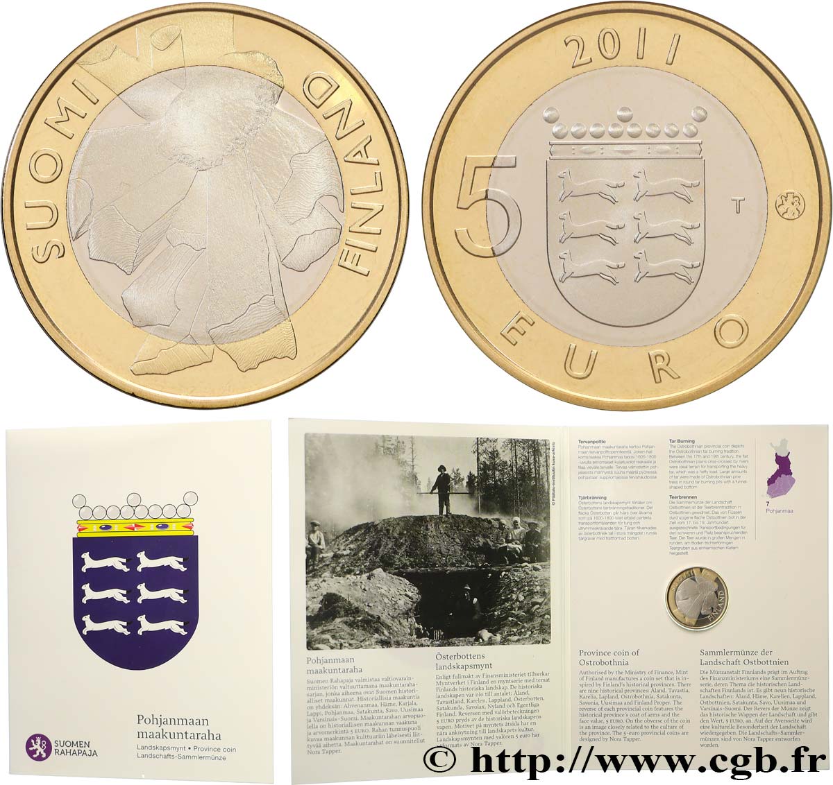 FINLANDE BELLE EPREUVE 5 Euro OSTROBOTHNIA 2011 BE