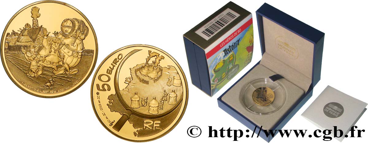 FRANCE Belle Épreuve 50 Euro (or 1/4 oz) ASTÉRIX CHEZ LES BELGES 2013 BE