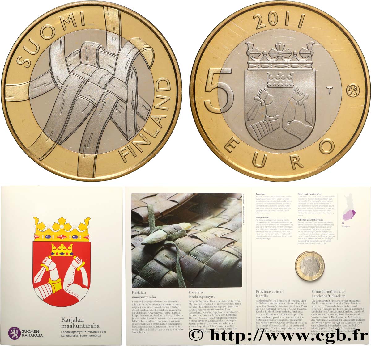 FINLAND BELLE EPREUVE 5 Euro KARELIA 2011 Proof set