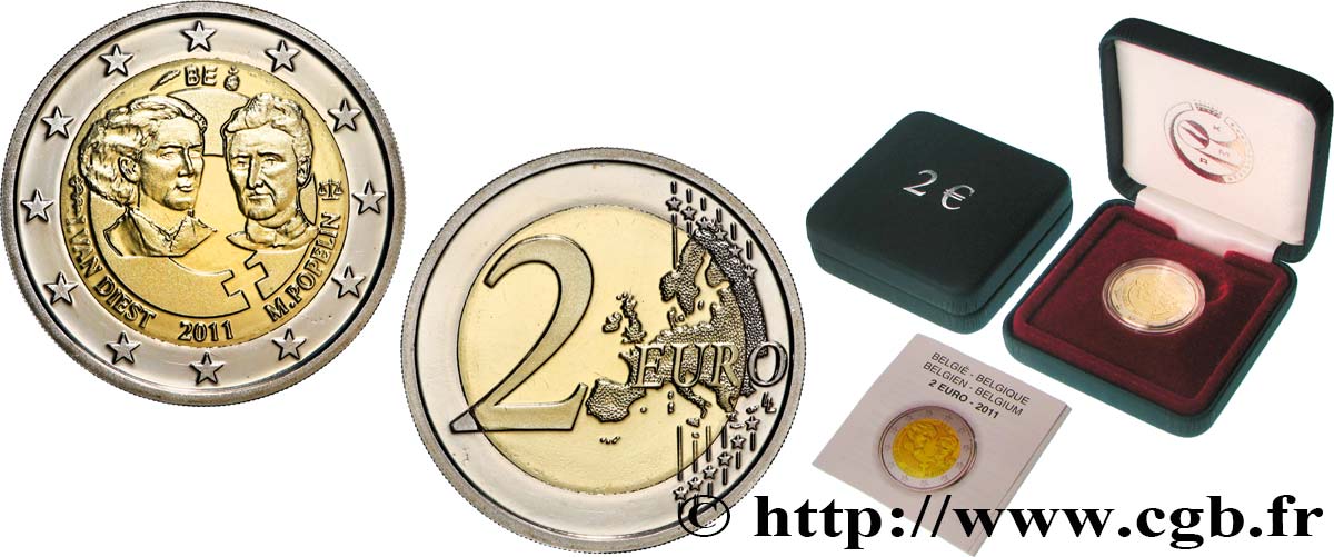 BELGIQUE BELLE EPREUVE 2 Euro CENTENAIRE DE LA JOURNÉE INTERNATIONALE DES FEMMES 2011 BE
