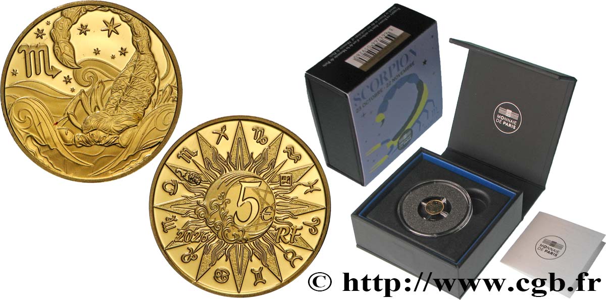 FRANCE BELLE EPREUVE 5 Euro (or) ASTROLOGIE - SCORPION 2026 Proof set