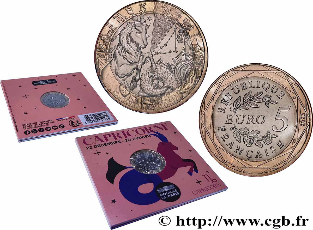 FRANCE Blister 5 Euro ASTROLOGIE - CAPRICORNE 2026 FDC