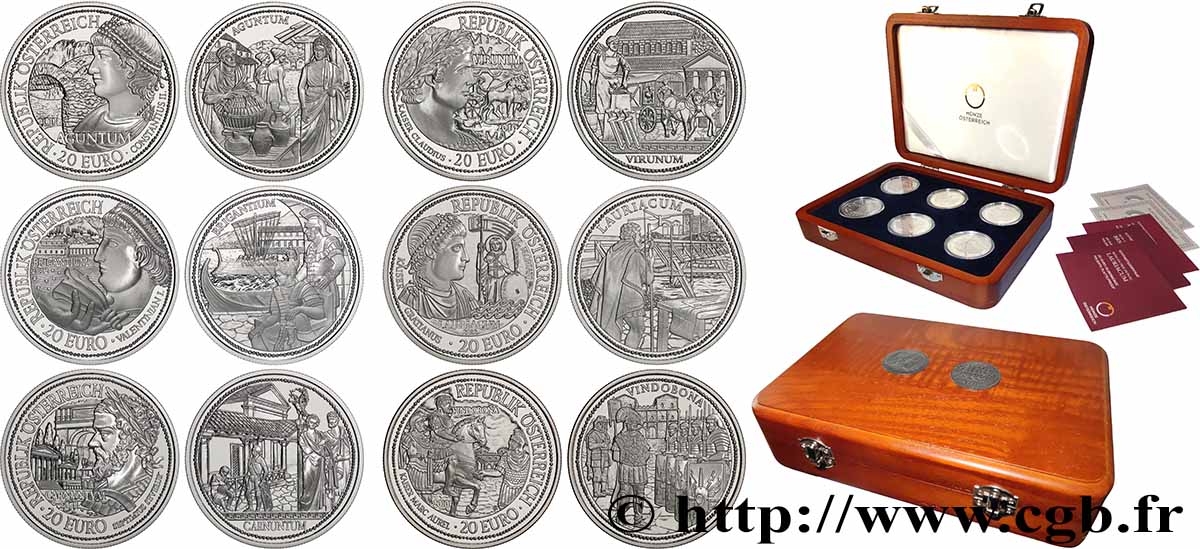 AUTRICHE BELLE EPREUVE Coffret 6 x 20 Euro ROME SUR LE DANUBE 2010-2012 BE