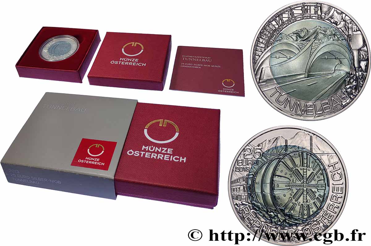 AUTRICHE 25 Euro TUNNELS 2013 BU