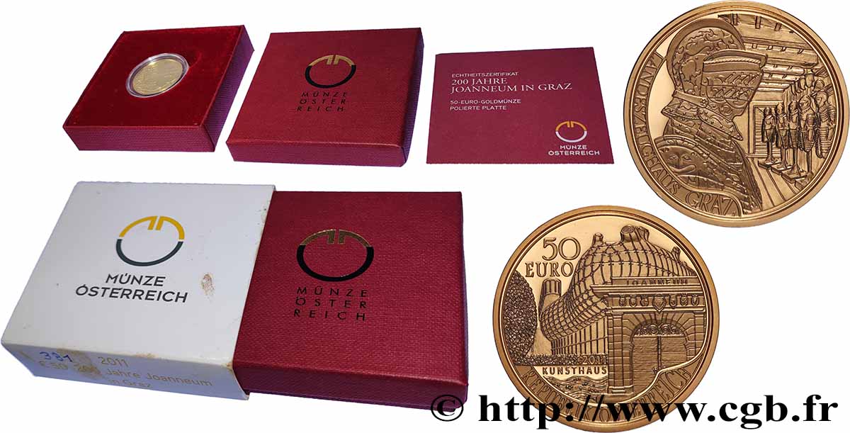 AUTRICHE BELLE EPREUVE 50 Euro JOANNEUM DE GRAZ 2011 BE