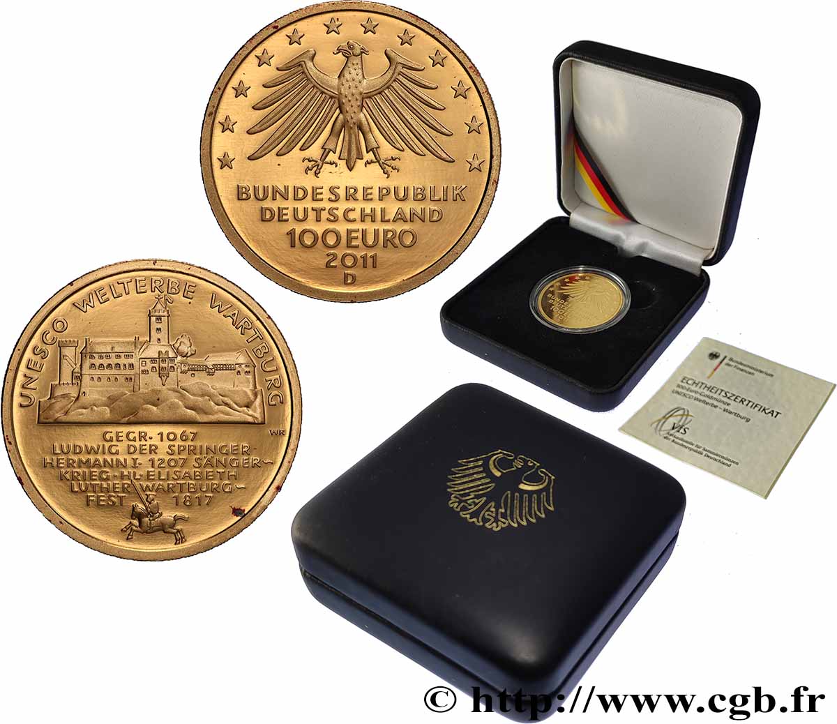 ALLEMAGNE Belle Épreuve 100 Euro CHÂTEAU DE LA WARTBOURG 2011 BE