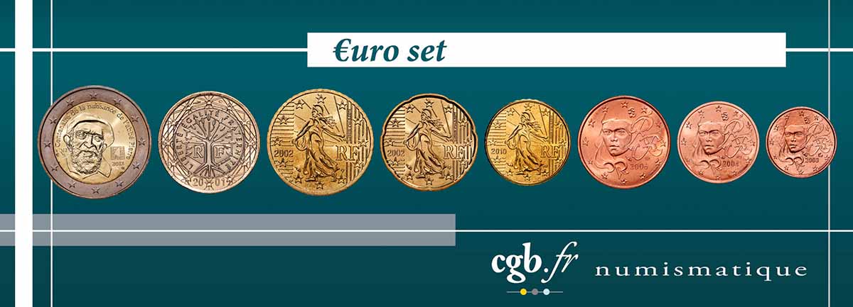 FRANKREICH LOT DE 8 PIÈCES EURO (1 Cent - 2 Euro Abbé Pierre) n.d.