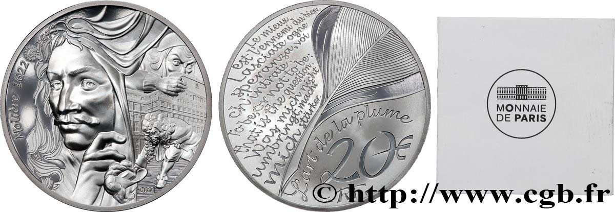 FRANCE BELLE EPREUVE 20 Euro MOLIERE 2022 BE