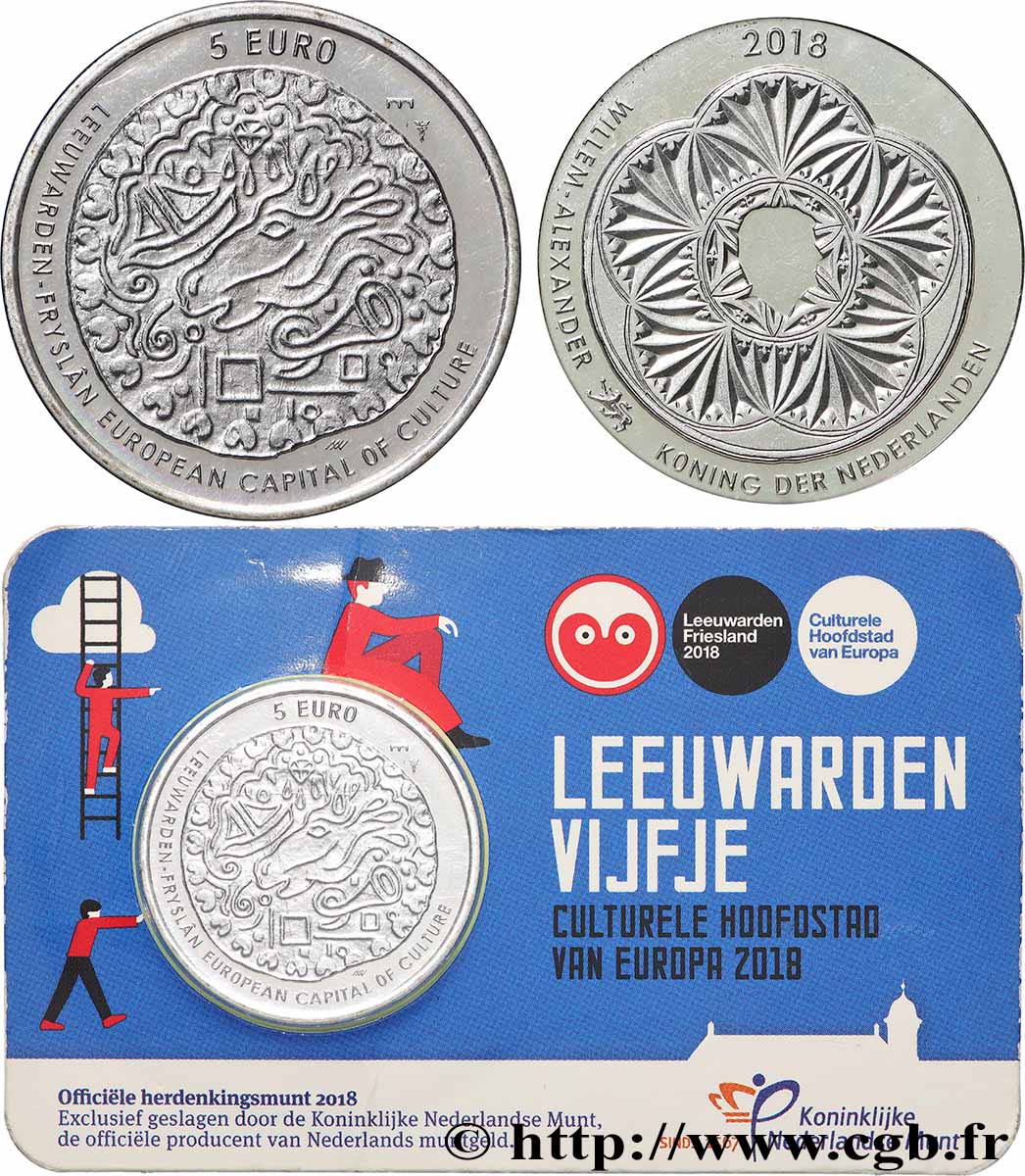 PAYS-BAS Coin-Card 5 Euro LEEUWARDEN 2018 BU