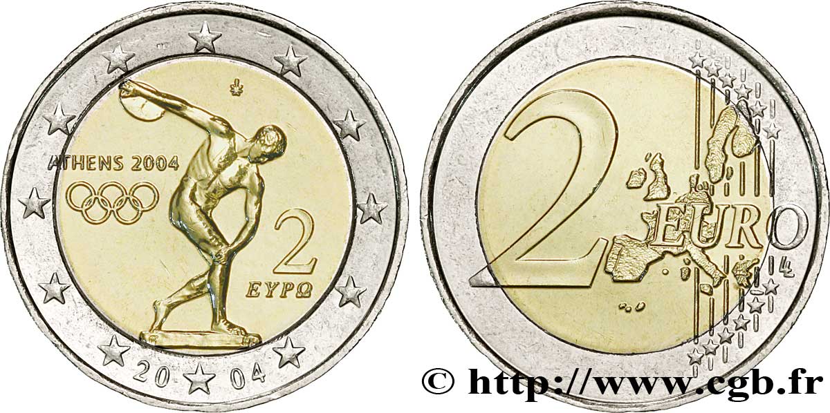 GREECE 2 euro JEUX OLYMPIQUES D ATHÈNES 2004 SPL