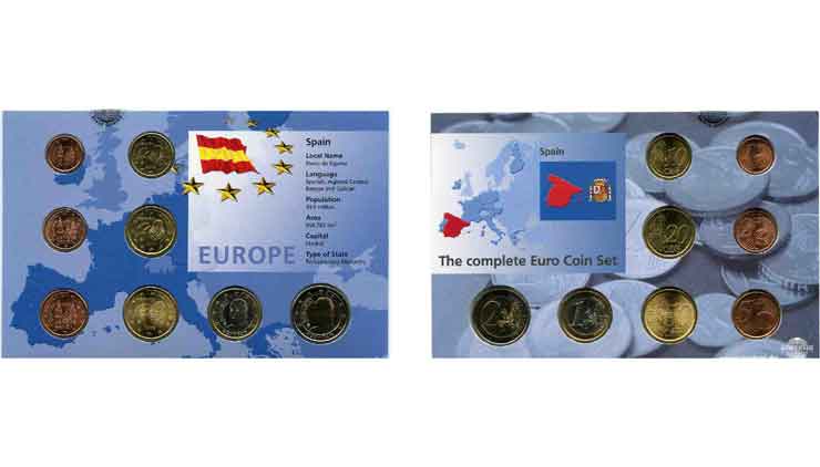 ESPAÑA LOT DE 8 PIÈCES EURO (1 Cent - 2 Euro Juan-Carlos I) (1999/2002) n.d. SC63
