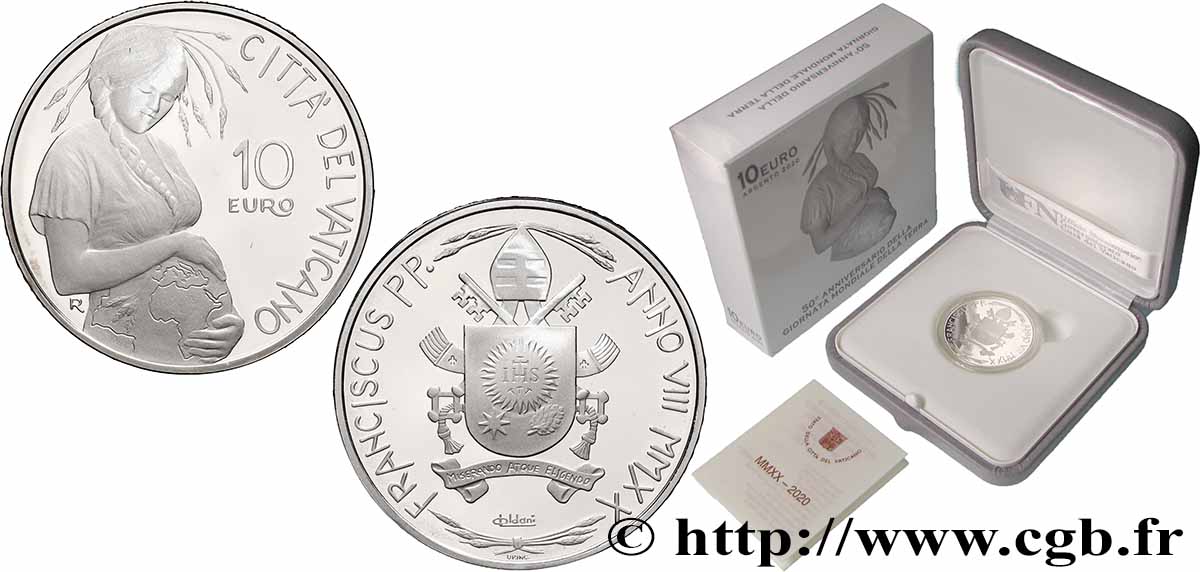 VATICAN Belle Épreuve 10 Euro - 50e ANNIVERSAIRE DE LA JOURNÉE MONDIALE DE LA TERRE 2020 BE