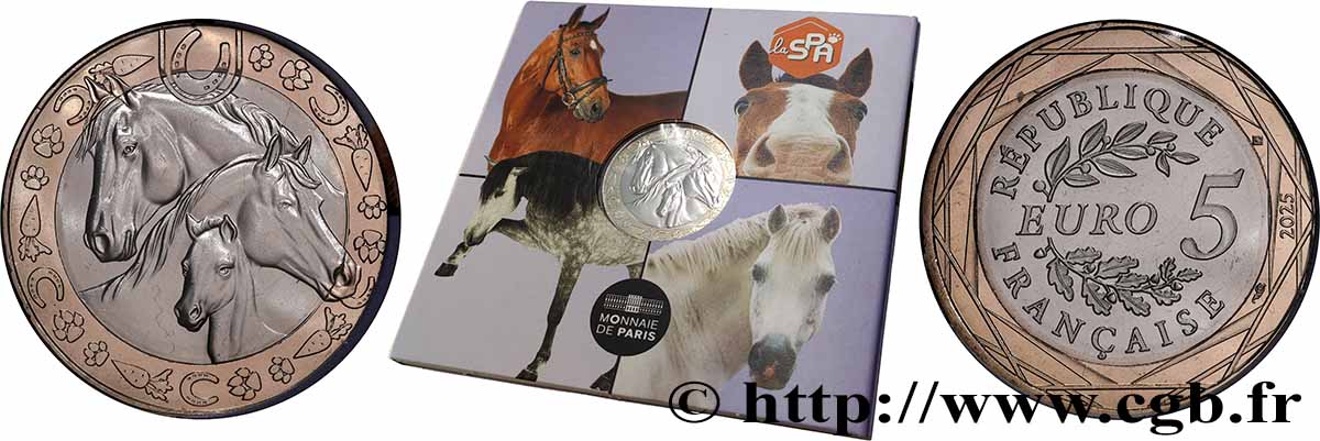FRANCE Blister 5 Euro 180 ANS DE LA SPA - CHEVAL 2025 FDC