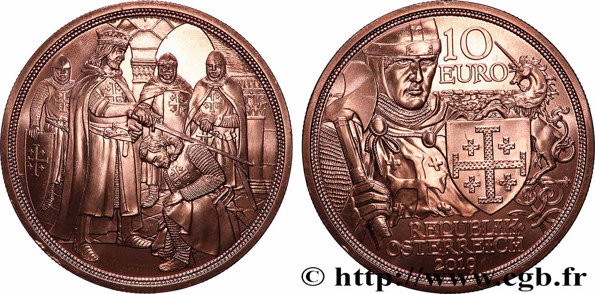 ÖSTERREICH 10 Euro GODEFROY DE BOUILLON - 920e ANNIVERSAIRE DE LA PRISE DE JÉRUSALEM 2019