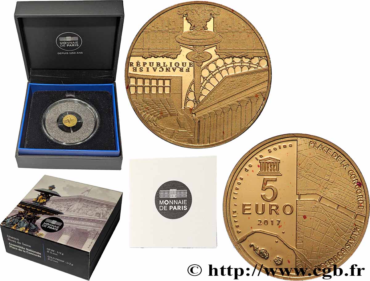 FRANCE 5 Euro UNESCO - RIVES DE SEINE 2017 FDC