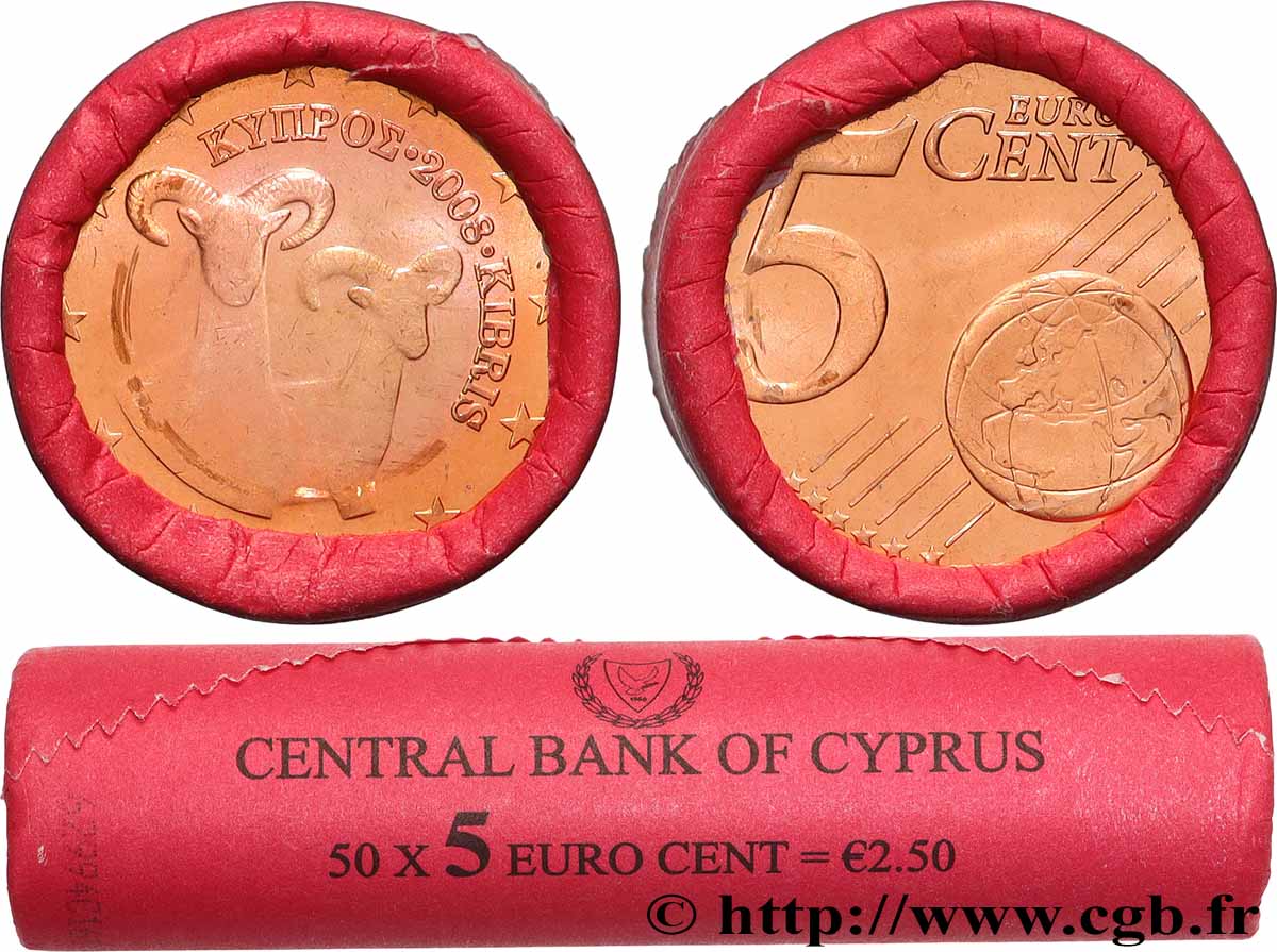 ZYPERN Rouleau 50 x 5 Cent MOUFLON 2008
