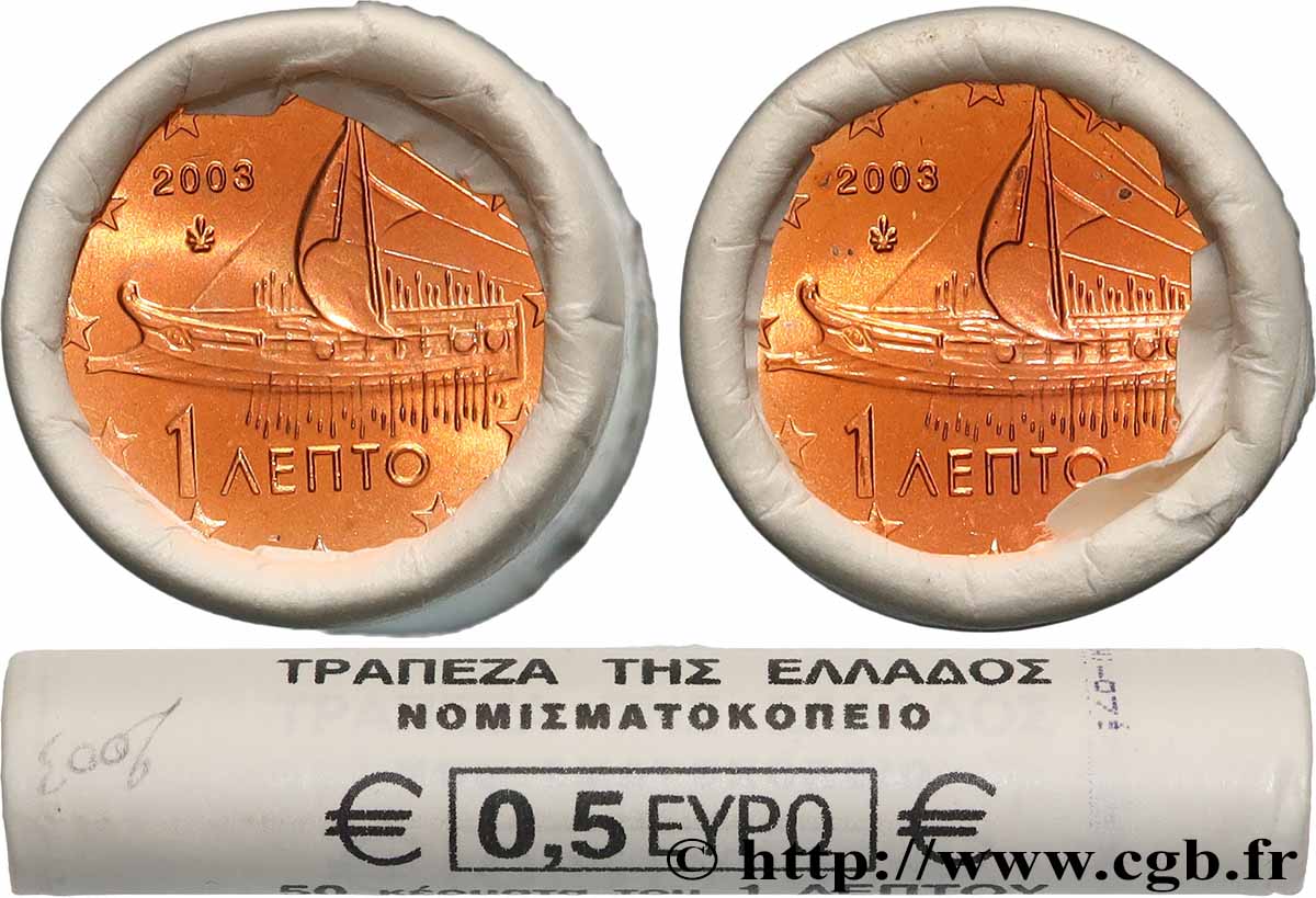 GREECE Rouleau 50 x 1 Cent TRIRÈME 2003 MS